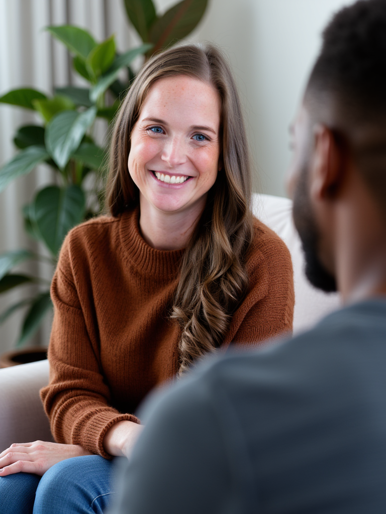 Dr. Jenny Shields in conversation with a client