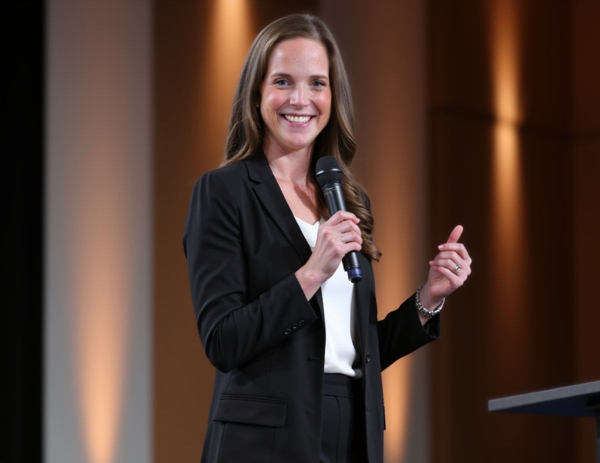 Dr. Jenny Shields speaking to a professional audience