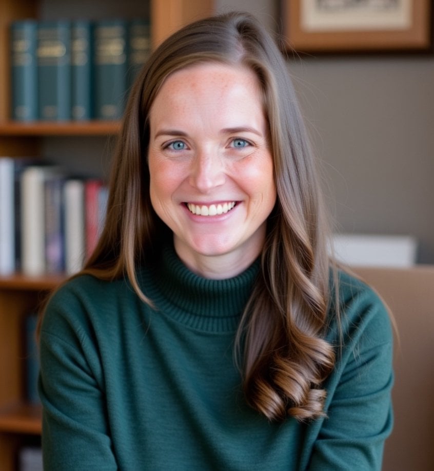 DrJennyShields_ Media_Office.jpg - 5 Dr. Jenny Shields wearing a teal sweater smiling